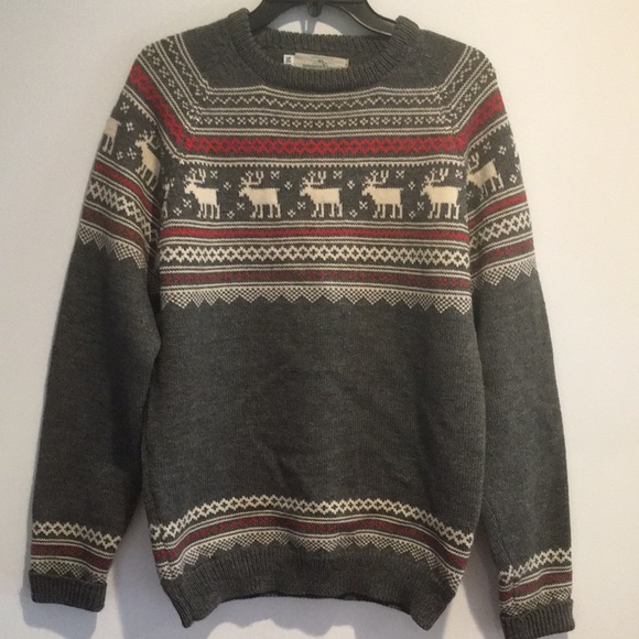 VTG Stowe Woolens Handcrafted Wool Fair Isle Nordic Ski Holiday Sweater Unisex M - Picture 1 of 15